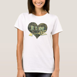 Er ist mein gelbes Gitter, modernes Herz-FormT-Shi T-Shirt