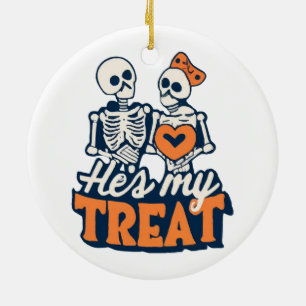 Er ist mein Schatz Skelett Passendes Paar Hallowee Keramik Ornament
