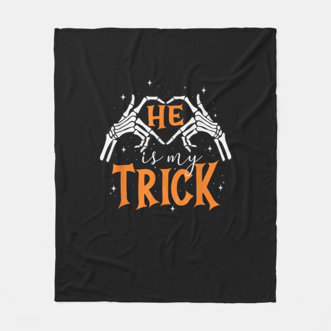 Er ist mein Trick Heart Skeleton Hand Couple Happy Fleecedecke (Vorderseite)