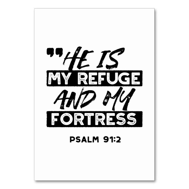Er ist meine Zuflucht und meine Festung - Psalm 91 Tischnummer (Vorderseite)