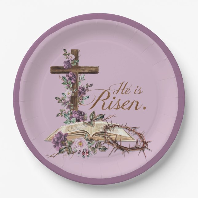Er ist mit der Bibel Risorum Pappteller (Vorderseite)