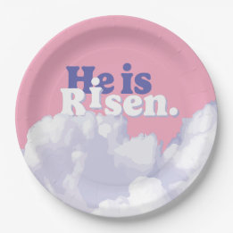 Er ist Rised Clouds Osterpapier Teller