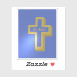 Er ist Rised Gold Lit Christlich Cross Blue Oaster Aufkleber