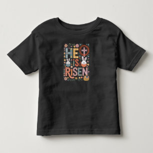 Er ist Rised Jesus Floral Niedlich Ostern Sonnenka Kleinkind T-shirt