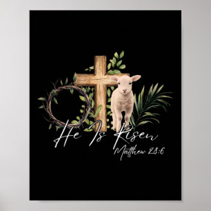 Er ist Rised Schaflammkreuz Jesus Christliche Este Poster
