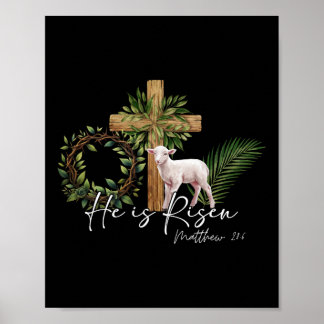 Er ist Rised Schaflammkreuz Jesus Christliche Este Poster