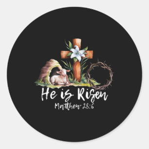 Er ist Rised Schaflammkreuz Jesus Christliche Este Runder Aufkleber