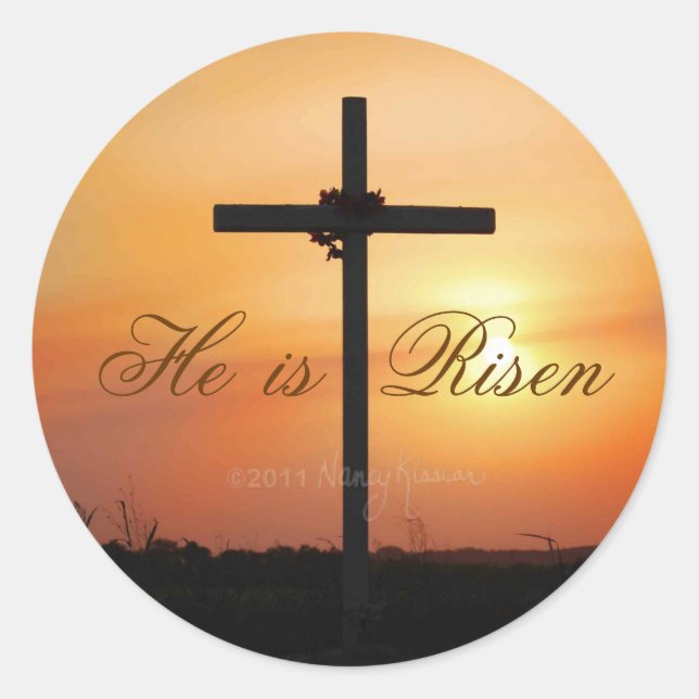 Er ist Risen-Aufkleber Runder Aufkleber (Vorderseite)