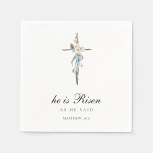 Er ist Risen   Blaues Kreuz Ostern Napkins Serviette