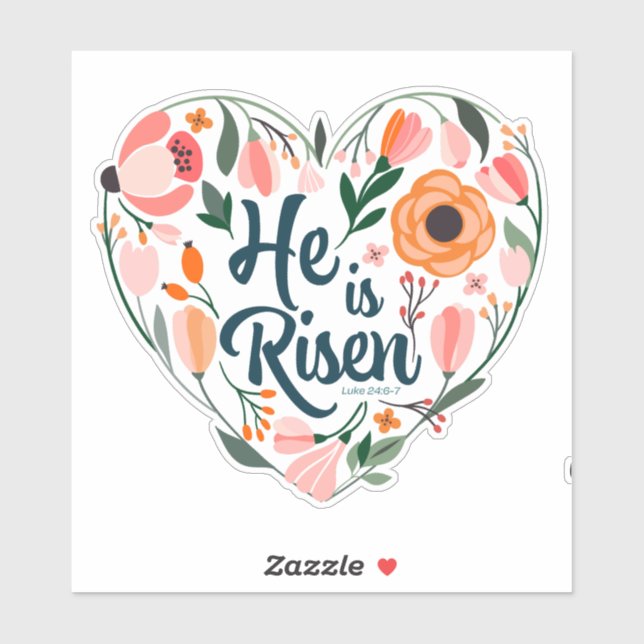 Er ist Risen Boho Christlich Herzmotiv Inspiration Aufkleber (Blatt)