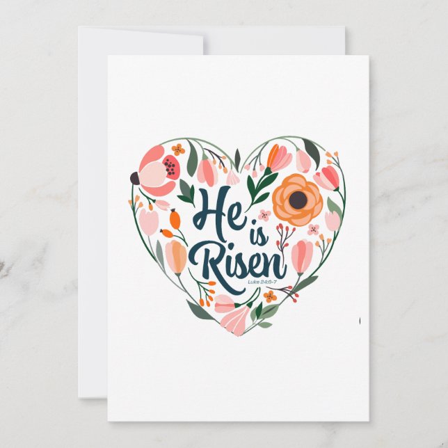 Er ist Risen Boho Christlich Herzmotiv Inspiration Einladung (Vorderseite)