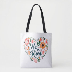 Er ist Risen Boho Christlich Herzmotiv Inspiration Tasche