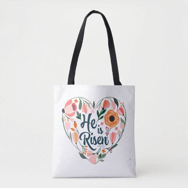 Er ist Risen Boho Christlich Herzmotiv Inspiration Tasche (Vorderseite)