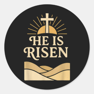 Er ist Risen - Christlich Ostern mit Cross & amp;  Runder Aufkleber