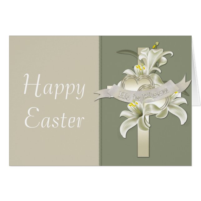 Er ist Risen Cross Happy Oaster Grußkarte (Vorderseite (Horizontal))