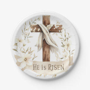 Er ist Risen Cross Ostern Pappteller