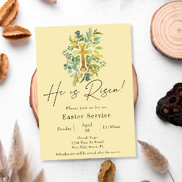 Er ist Risen Elegant Greenerity Church Osterservic Einladung
