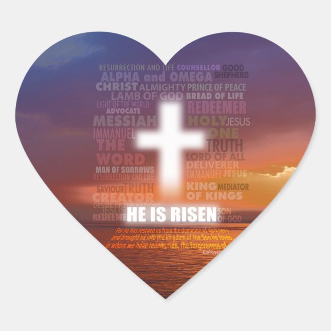 Er ist Risen Herz-Aufkleber (Vorderseite)