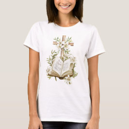 Er ist Risen | Kreuz mit Bibelöster T-Shirt