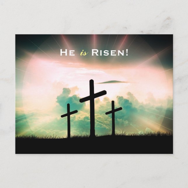 Er ist Risen-Ostergruß Postkarte (Vorderseite)