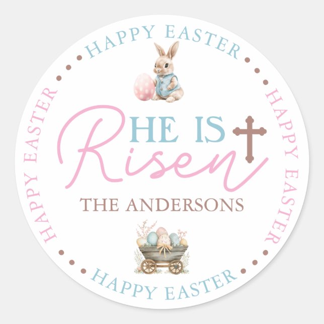 Er ist Risen Pink & Blue Sticker (Vorderseite)