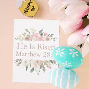 Er ist Risen Pink Schöne florale Religiöse Ostern Karte