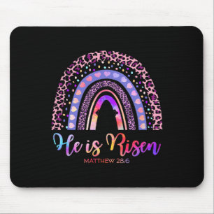 Er ist Risen Rainbow Happy Oaster White Christlich Mousepad