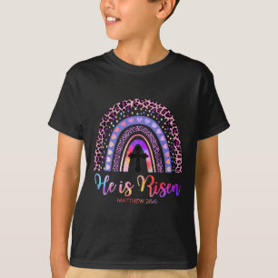 Er ist Risen Rainbow Happy Oaster White Christlich T-Shirt