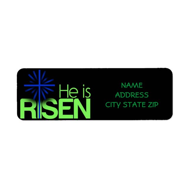 ** ER IST RISEN** RÜCKKEHR-ADRESSE-ETIKETT (Vorne)