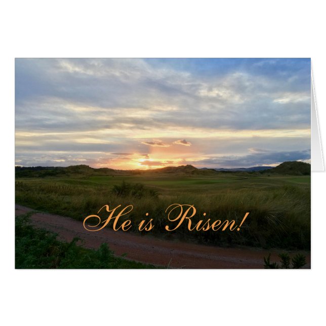 "Er ist Risen!" Sonnenaufgang auf grünen Hügeln Os (Vorderseite (Horizontal))