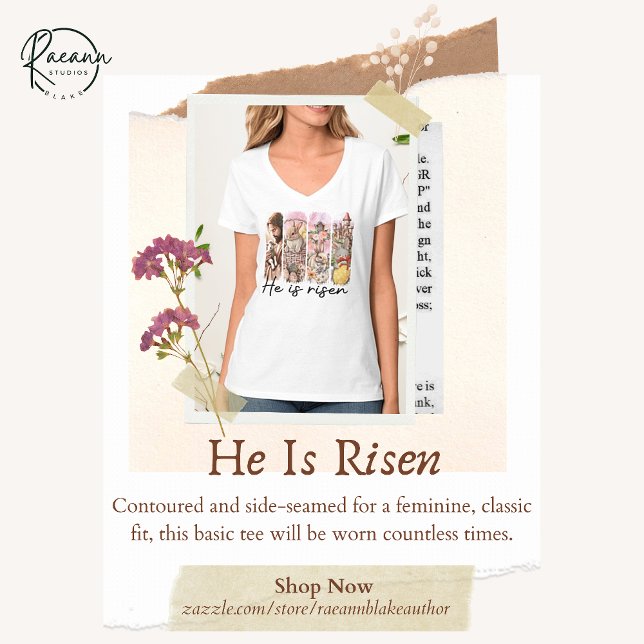 Er ist Risen Women's Basic V-Neck T - Shirt (Von Creator hochgeladen)