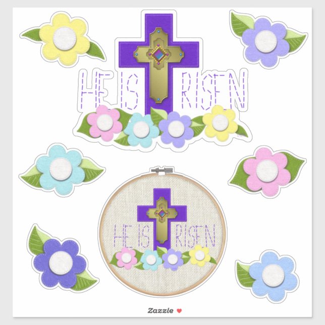 Er ist riss Stickerei Hoop Felt Stil Ostern Niedli Aufkleber (Blatt)
