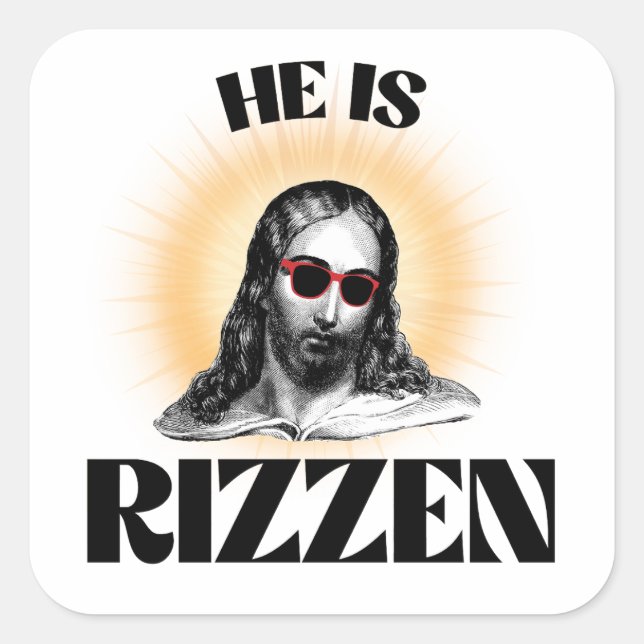 Er ist Rizzen Quadratischer Aufkleber (Vorderseite)