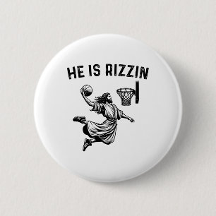 Er ist Rizzin Jesus Basketball Christlich Religiös Button