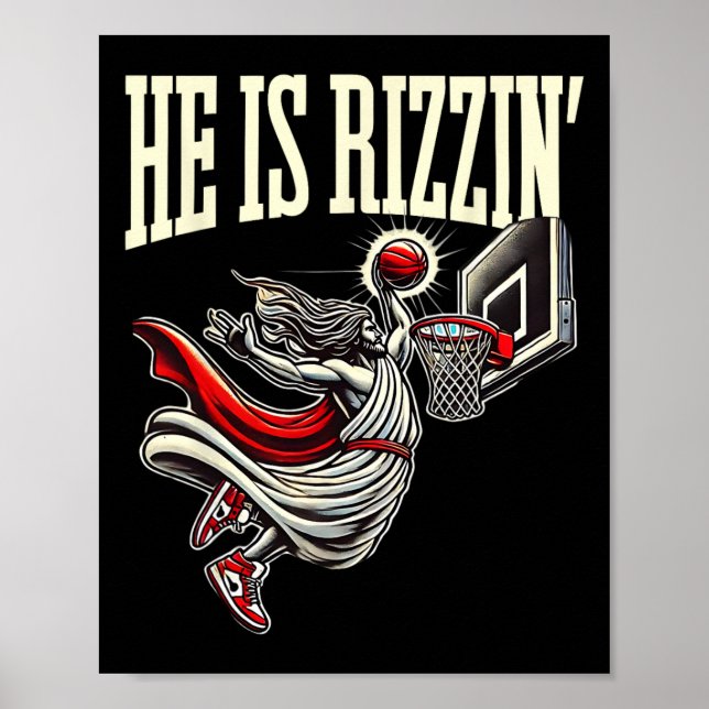 Er ist Rizzin lustigen Jesus Bysketll Meme Poster (Vorne)