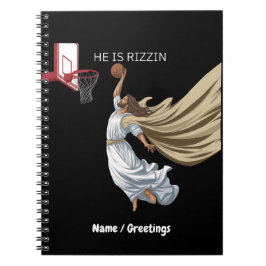 Er ist Rizzin lustigen Jesus spielen Basketball Re Notizblock
