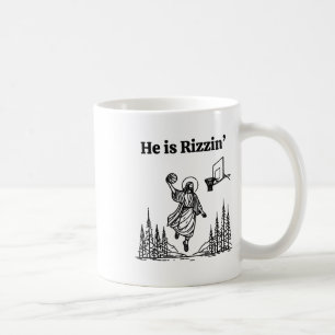 Er ist Rizzin lustiger Basketball Retro Christlich Kaffeetasse