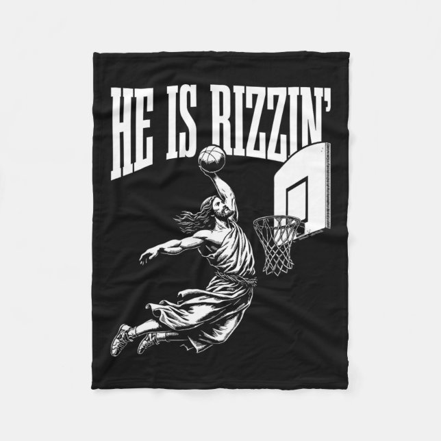 Er ist Rizzin Spaß Jesus Basketball Meme Fleecedecke (Vorderseite)