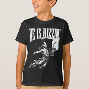 Er ist Rizzin Spaß Jesus Basketball Meme T-Shirt