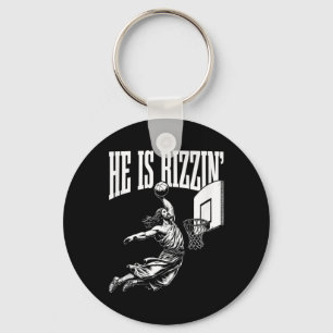 Er ist Rizzin Spaß Jesus Basketball Meme Tank Top Schlüsselanhänger