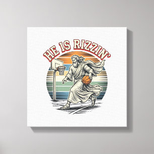 Er ist Rizzin Vintage Basketball Religiöses Shirt Leinwanddruck