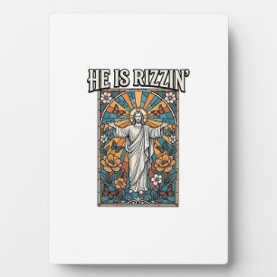 Er ist Rizzin Vintage Ostern Buntglas-Shirt De Fotoplatte