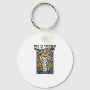 Er ist Rizzin Vintage Ostern Buntglas-Shirt De Schlüsselanhänger