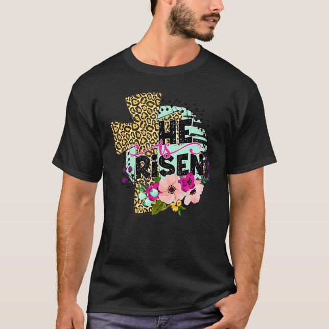 Er ist vom Blumenkreuz Christlich Jesus glückliche T-Shirt (Vorderseite)