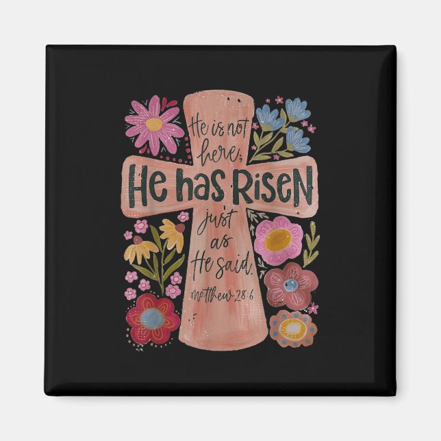 Er ist zu Christlichen Ostern Boho Floral Magnet (Vorne)