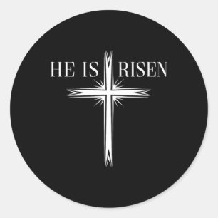 Er ist zum heiligen Christkreuz zum glücklichen Os Runder Aufkleber