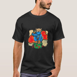 Er japanischer Katzenkrieger Schattenkämpfer Ninja T-Shirt