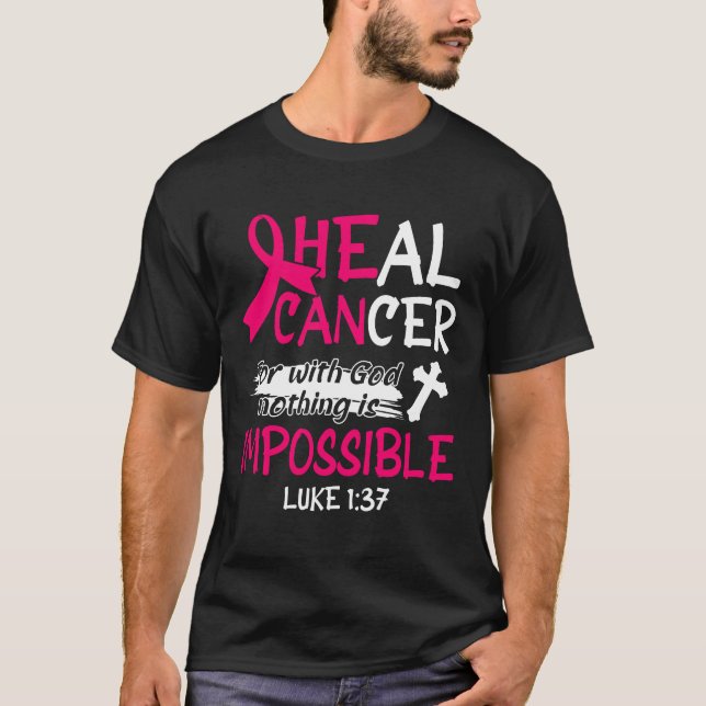 Er kann Rosa Brustkrebs Schleife Erholung Fai heil T-Shirt (Vorderseite)