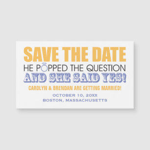 Er knallte die Frage   Save the Date Wedding Magnetkarte