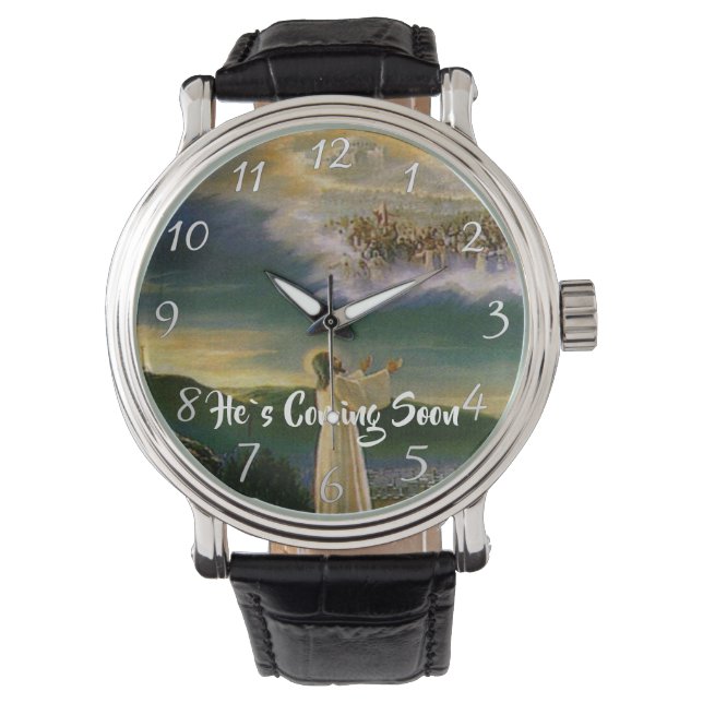 ER KOMMT BALD Christlicher Glaube Armbanduhr (Vorderseite)
